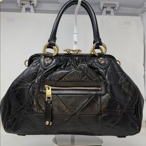 Marc Jacobs Stam Satchel in Quilted Black leather with gold-tone hardware